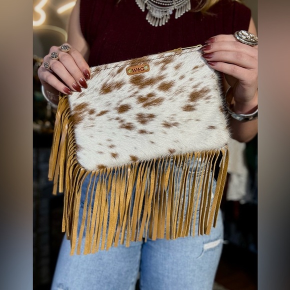 Cowhide and Genuine Leather Wristlet - Picture 1 of 2